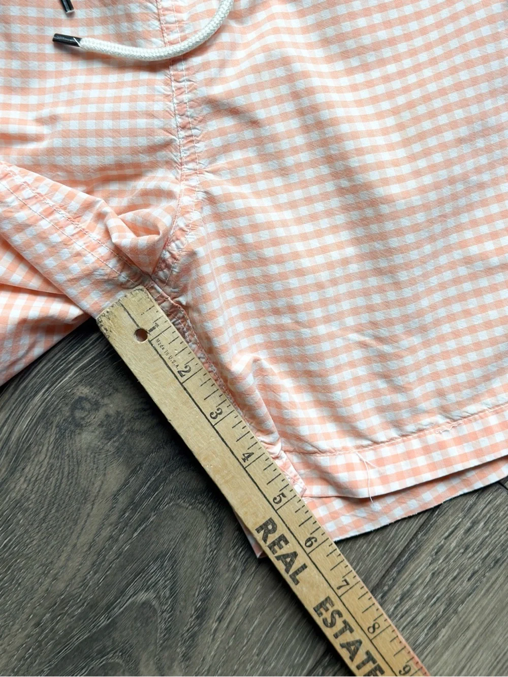 Polo Ralph Lauren Men’s Small Swim Trunks Peach Gingham Check Drawstring Shorts
